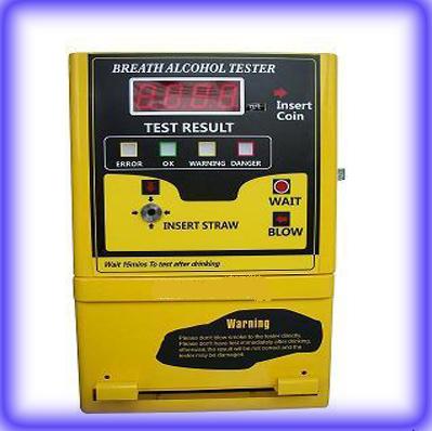 Coin operated alcohol tester, vending tester