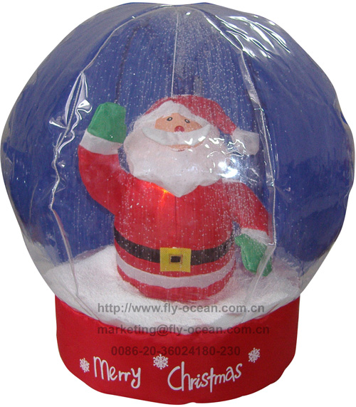 40cm inflatable globe with Santa inside