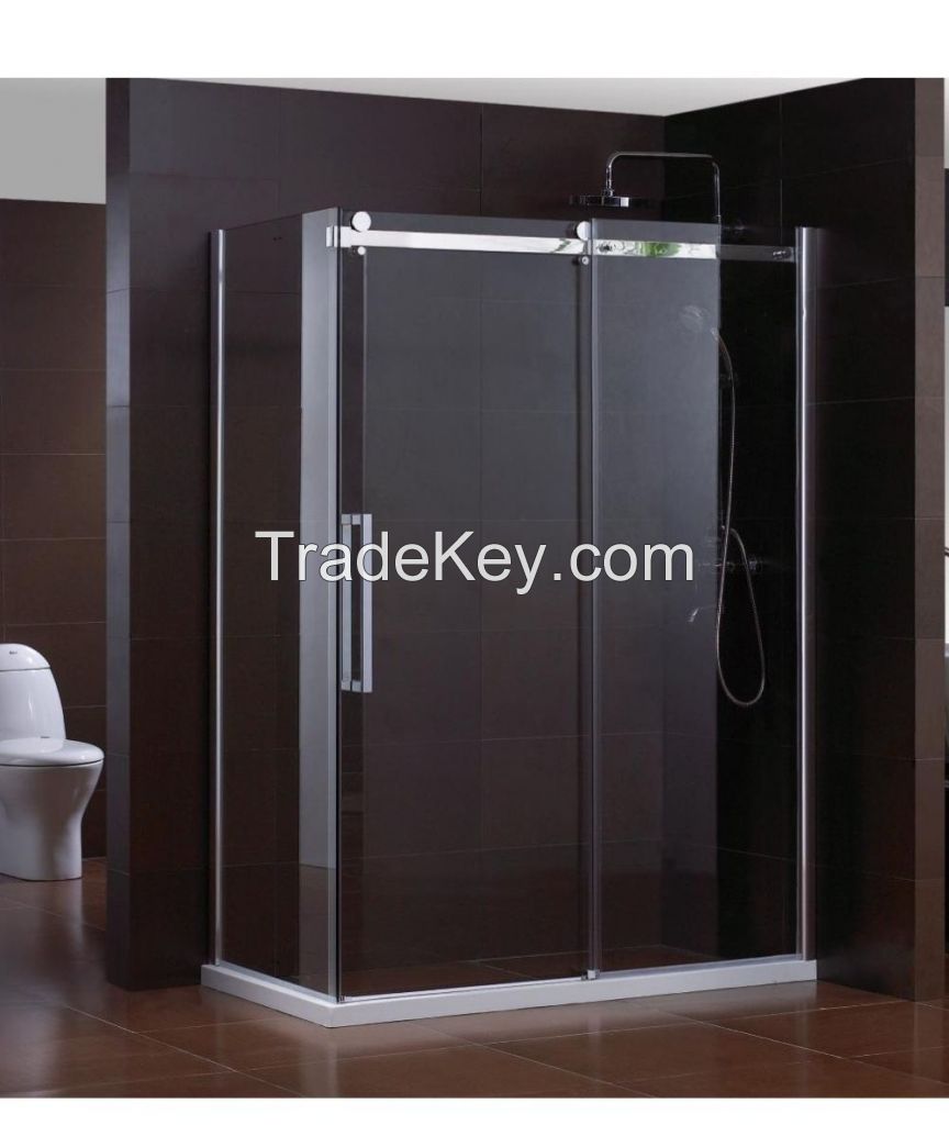 Frameless sliding shower rooms