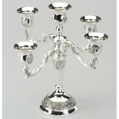 Silver plated metal candle holder