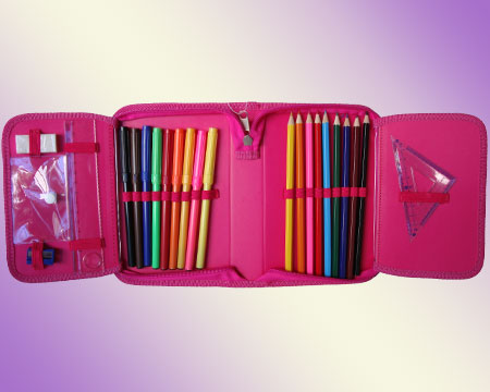 single pencil case with two falps