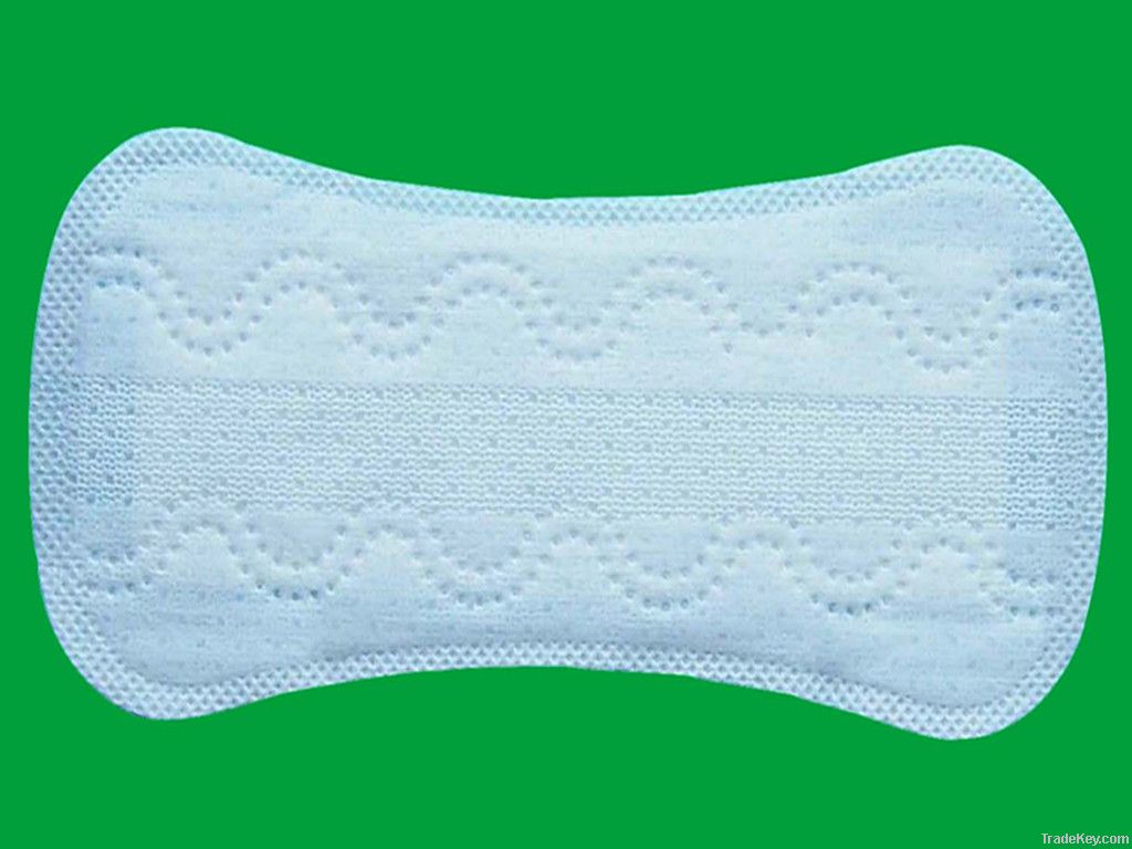 155mm sanitary panty liner with combined tri-layer surface