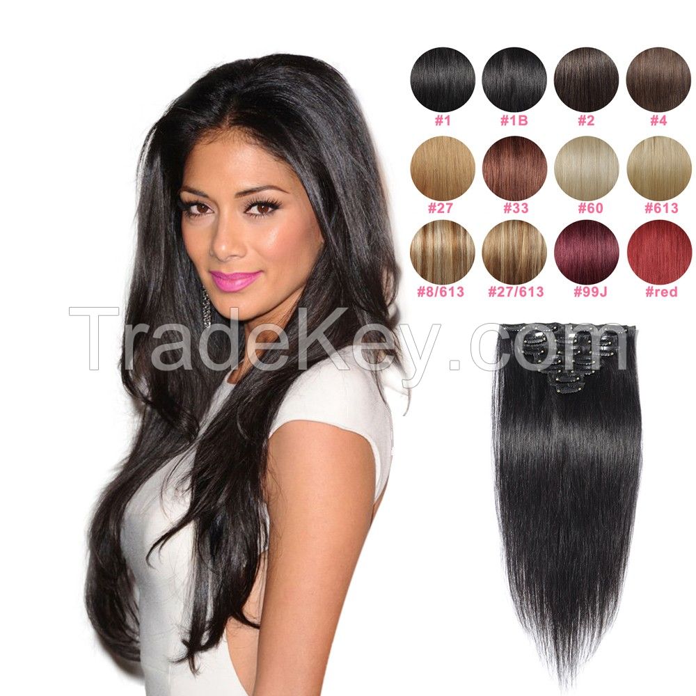 7pcs/set Clip-in hair remy Human Hair Extensions #01