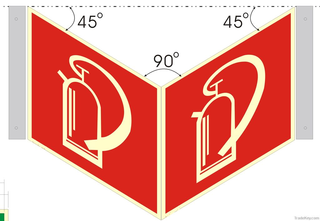 Photoluminescent Safety Signs (Aluminum) included angle