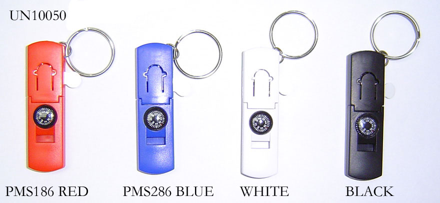 led compass keychain with whistle