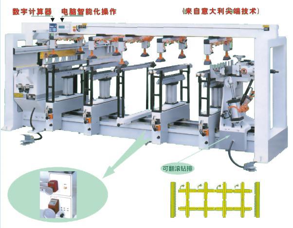 Six Lining Multi-Axle Woodworking Driller