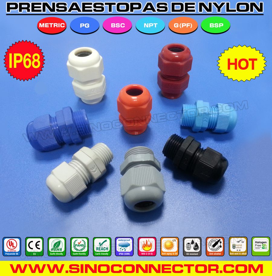 IP68 Rating PVC Plastic Euro-Top Cable Gland (Cord Connector) with PG, Metric &amp; NPT Connecting Thread