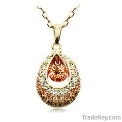 18K Gold Green Indian Princess Tear Drop Crystal Pendant Jewelry Neckl