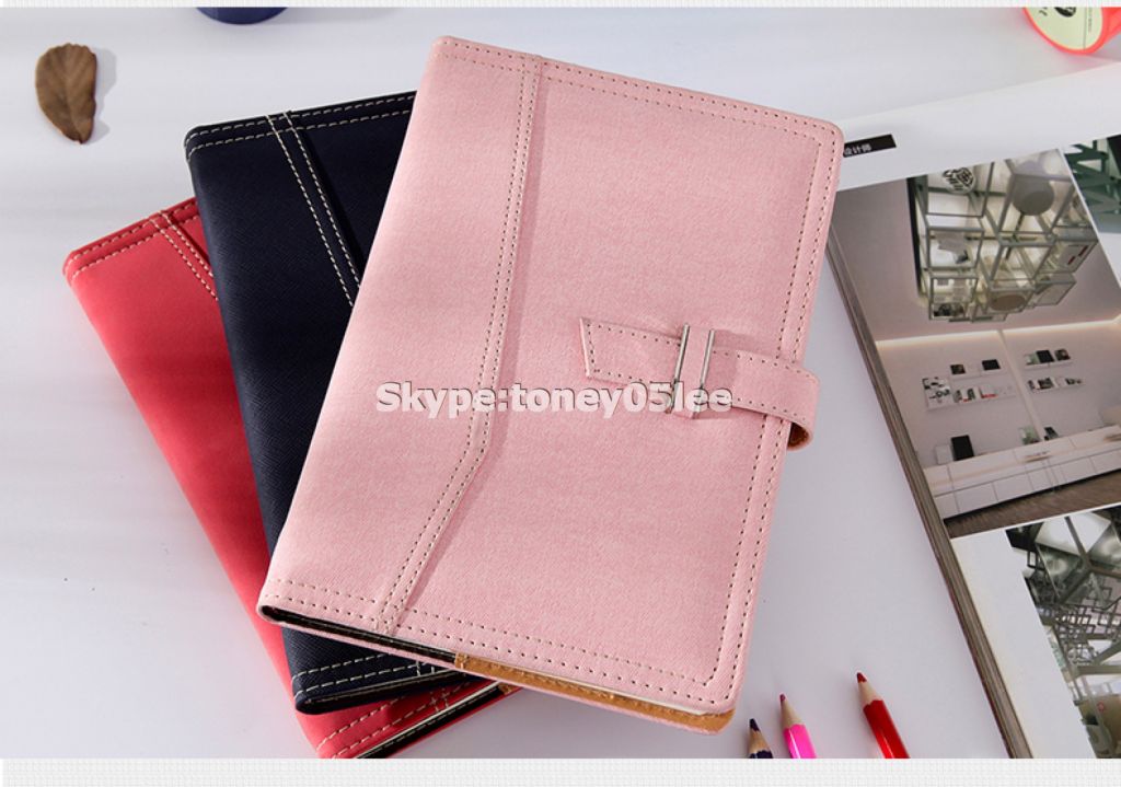 notebook, sprial notebook, leather Notebook with elastic band / ribbon / Pocket, 2016 fabric hardcover notebook, student stationery notebook