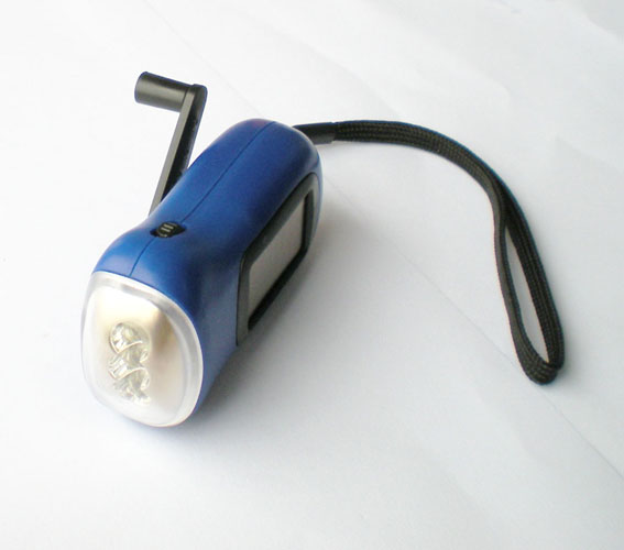 Hand Crank Solar Powered 3 LED Flashlight Torch