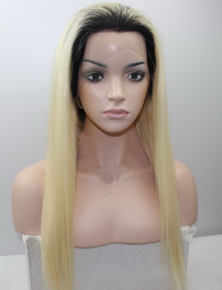 Wholesale virgin hair dark root blonde full lace wig