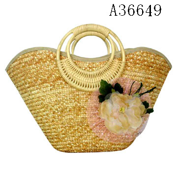 Beach bags (wheat straw and rattan handles)