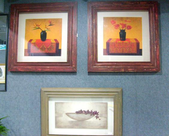 Glassware; oil painting and frame