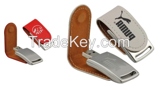 FDL22 High quality Real capacity Leather USB Flash Drive