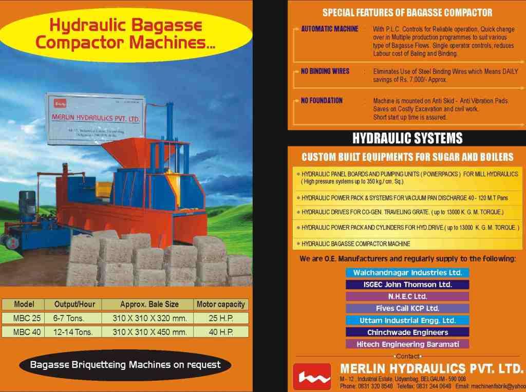 Hydraulic Bagasse Baling / Compactor Machine