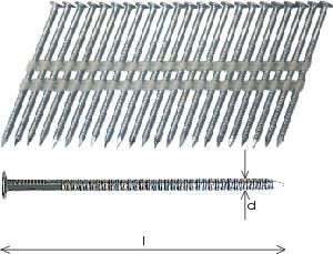 Plastic collated smooth shank or ring shank nails