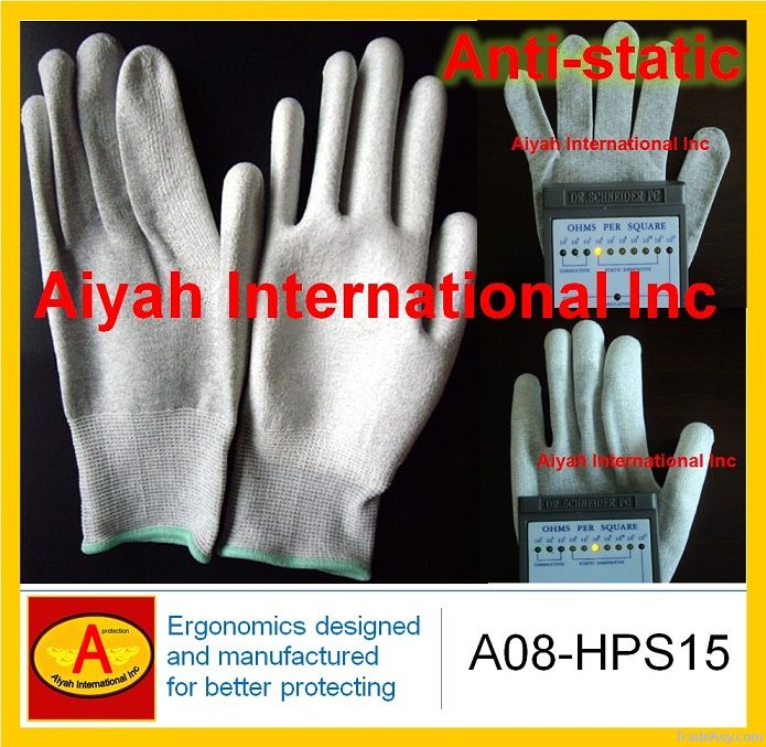 Polyurethane(PU) glove Anti static glove Carbon wire glove (A08-HPS15)