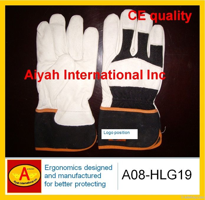 Cowhide leather glove Work glove (A08-HLG19)