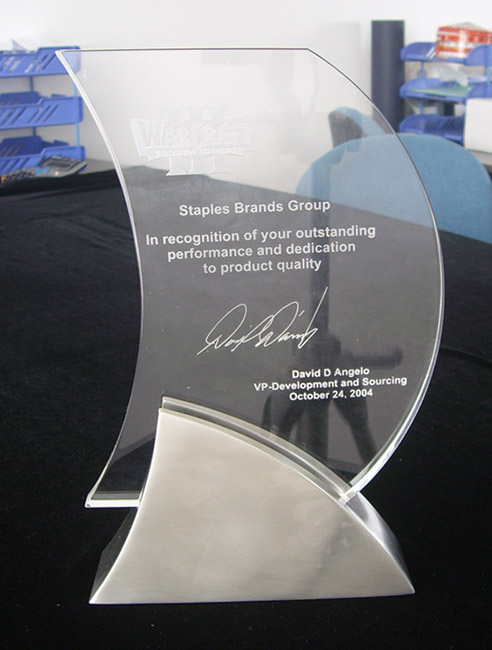 Stainless steel with crystal award