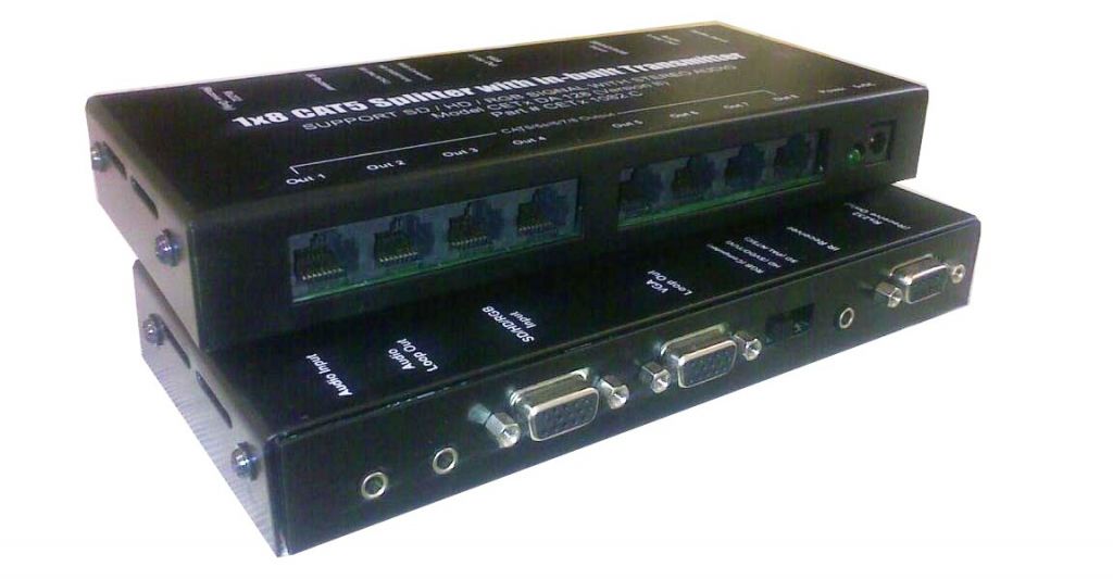 1x8 CAT5 Splitter with integrated Transmitter