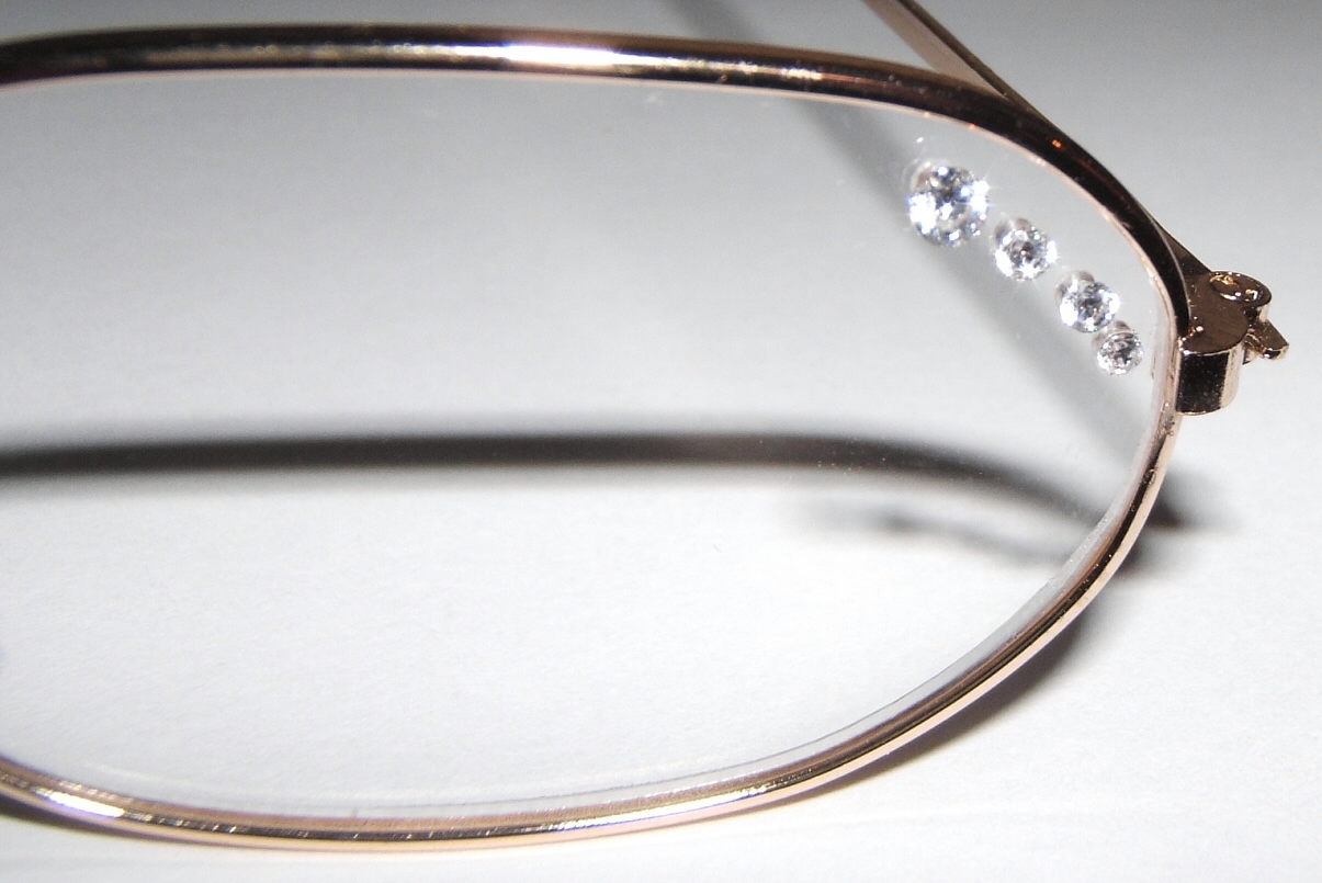 Diamonds & Gems Set Into Eyeglass Lenses!!