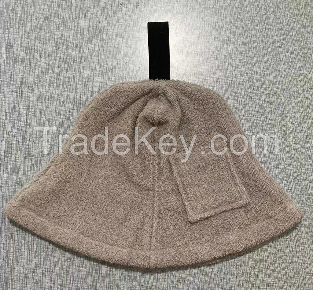 Wholesale Polyester Cotton Japan Sauna Hat Solid Color Washable Sauna Cap Banya Hat Bonnets