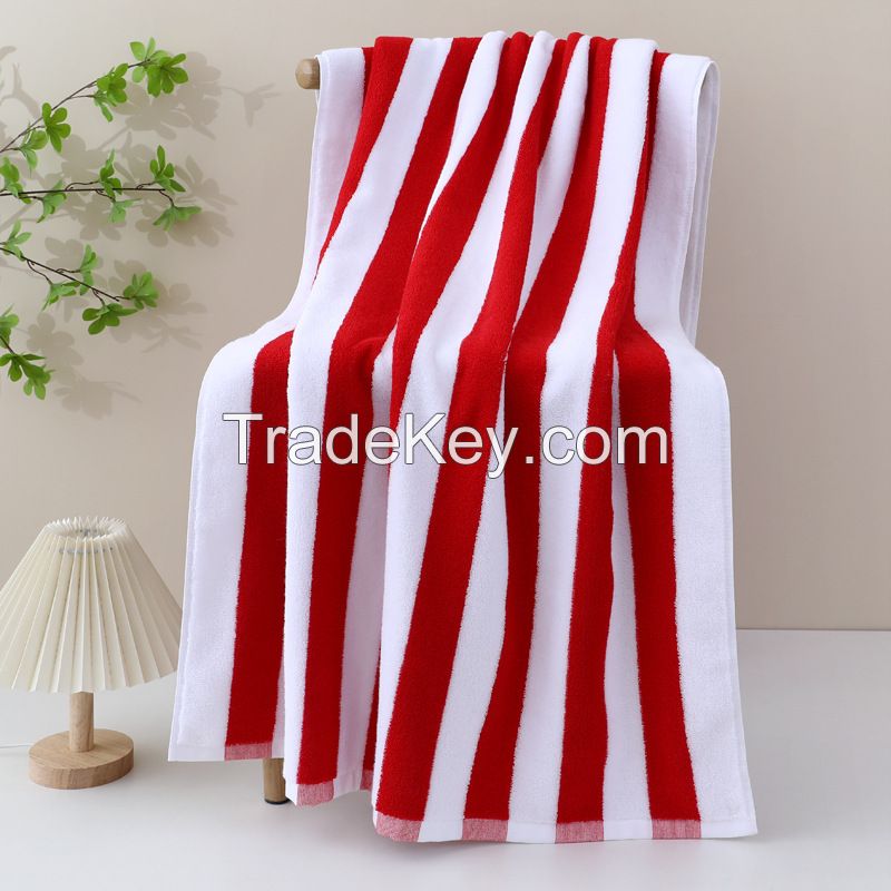 32 Yarns 100% Cotton Striped Beach Towel High End Swimming Fancy Bath Towel