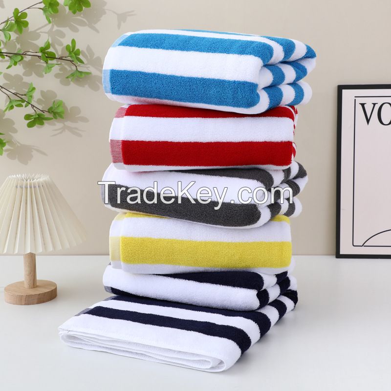 32 Yarns 100% Cotton Striped Beach Towel High End Swimming Fancy Bath Towel