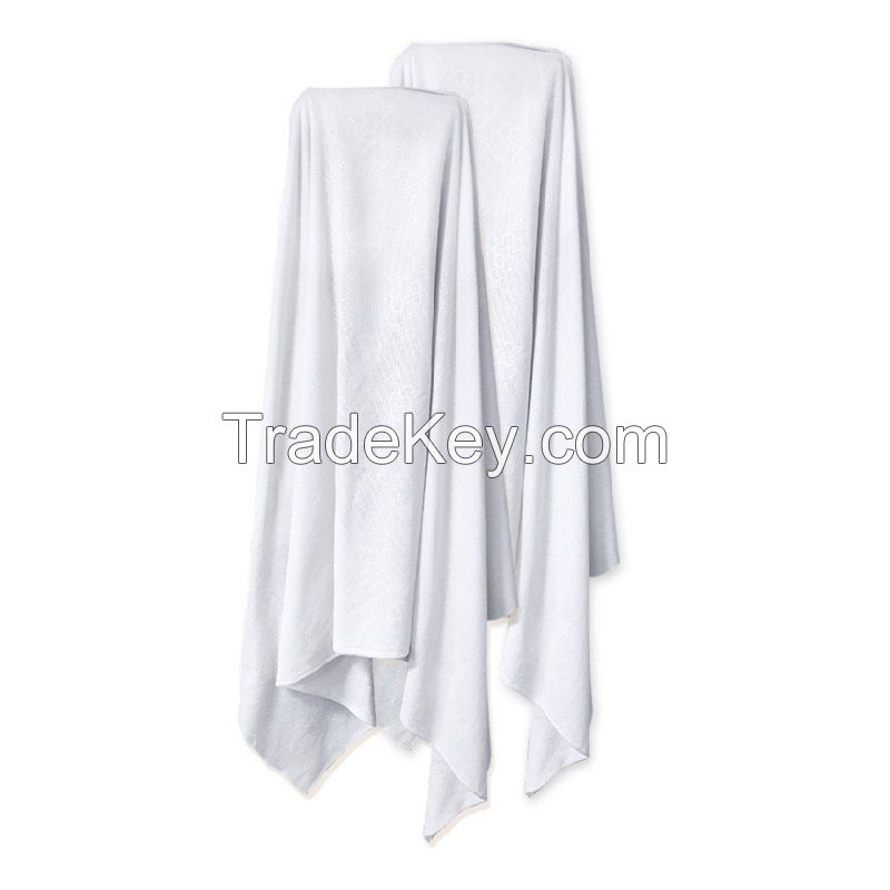 High End Beach Towel Ihram White Microfiber Adult 2 piece Hajj Towel 