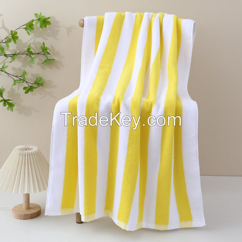 32 Yarns 100% Cotton Striped Beach Towel High End Swimming Fancy Bath Towel