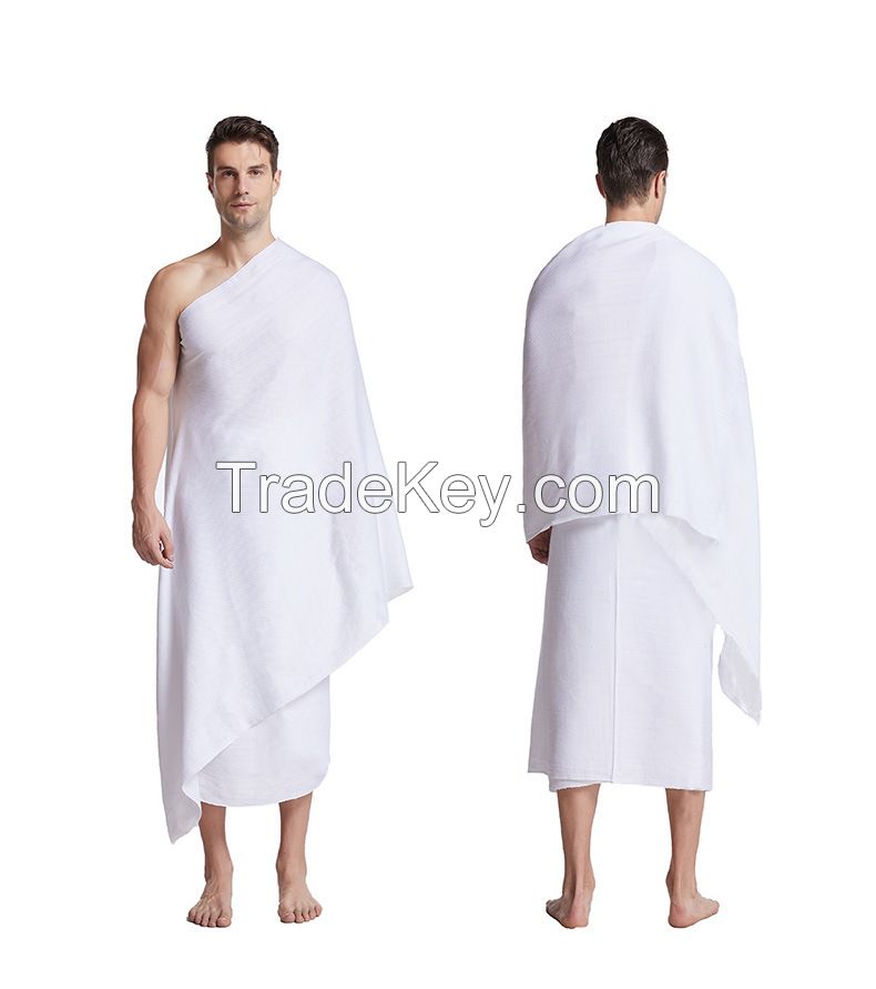 High End Beach Towel Ihram White Microfiber Adult 2 piece Hajj Towel 