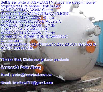 Sell :Grade/ASTM/ASME/S299A/B/SA203E/D/SA302GRC/A514GRF/A514GRQ/steel