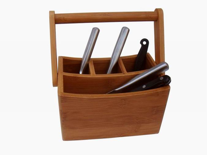 Bamboo flatware caddy