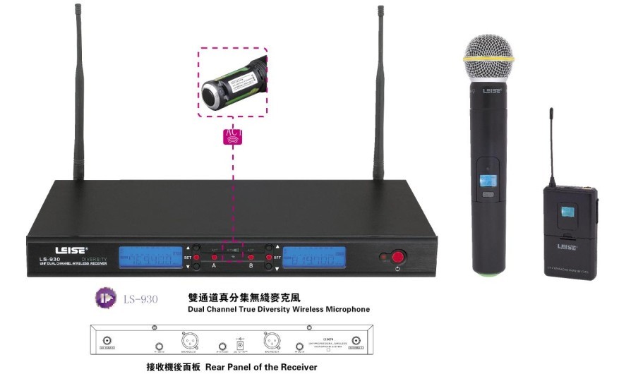 LS-930 dual channel true diversity wireless microphone