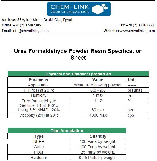 Urea Formaldehyde Resin Powder By ChemLink Egypt, Egypt