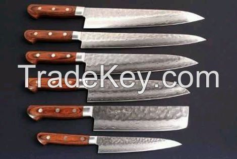 Damascus Kitchen Knives Set