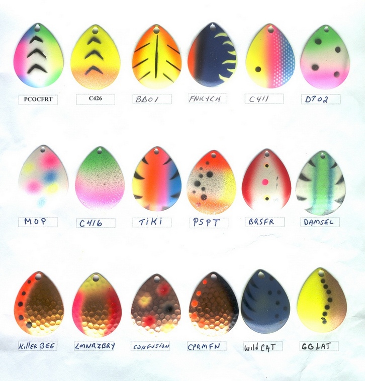 Custom painted Spinner Blades By Nates Custom tackle, Canada