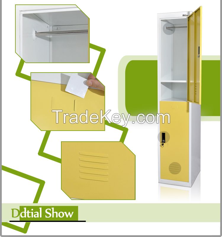 KD 2 tier clothes steel hostel locker cabinet with clothes hanger rail