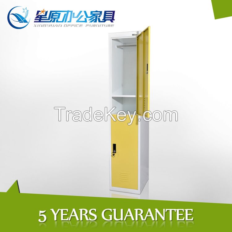 KD 2 tier clothes steel hostel locker cabinet with clothes hanger rail