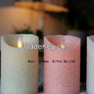 moving wick remote control led flameless candle with timer 
