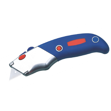 Zinc-alloy Utility Knife with Over Molding Technology& 5 Pieces Blades