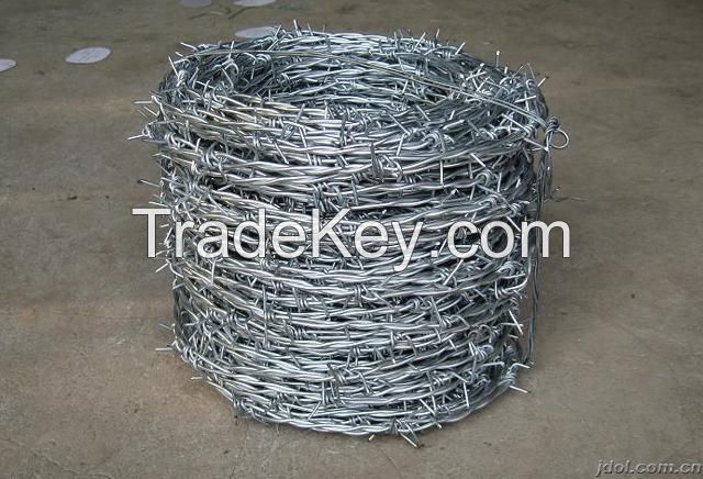 Hot dipped /Electrical galvanized barbed wire for Railway guardrail