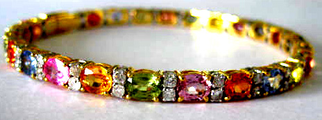 Fancy Sapphire & Diamond 18k Gold Bangle