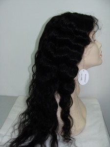 Stock Full Lace Wig 22" with Indian Remy Hair Body Wave