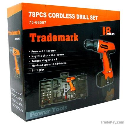 78 Pc 18 Volt Cordless Drill Set many extra