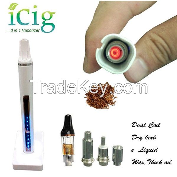 iCig 3in1 vaporizer pen for e liquid wax dry herb e cigarette