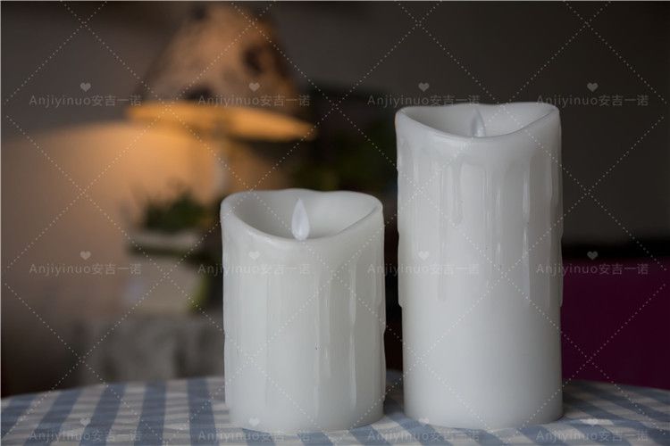 Hot Selling Flamelss Rechargable Wax Dripping Led Candles Set of 2