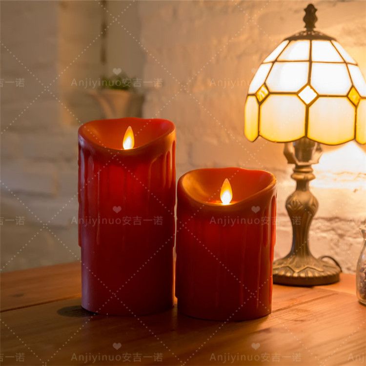 Hot Selling Flamelss Rechargable Wax Dripping Led Candles Set of 2