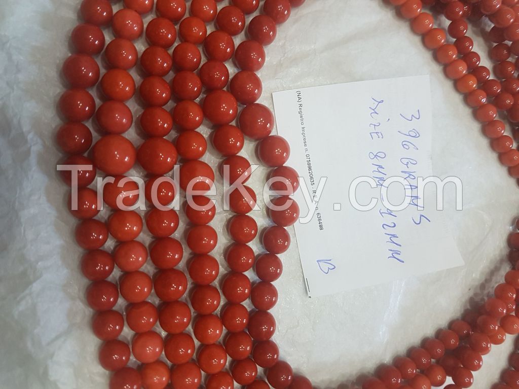 beads round red coral italy