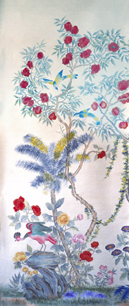 hand-painted silk wallpaper, screen